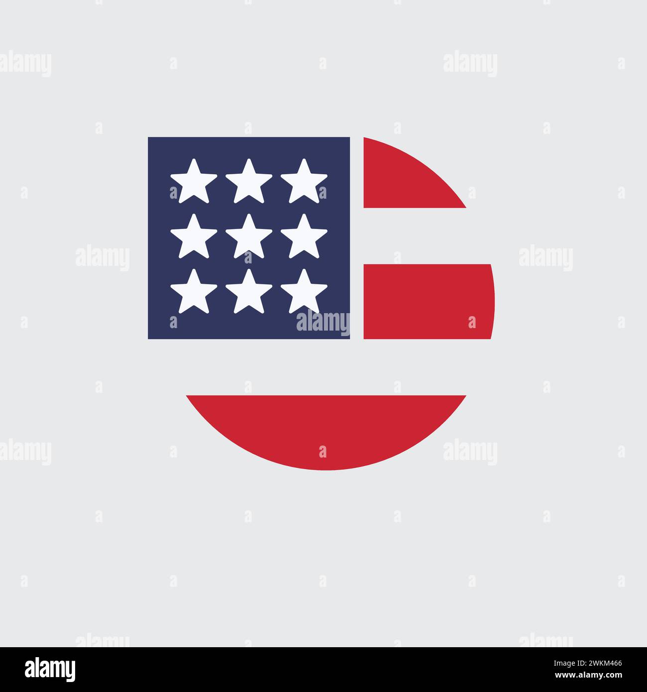 Le drapeau américain rond et carré. drapeau national des étoiles. Illustration vectorielle stock isolée sur fond blanc. Illustration de Vecteur