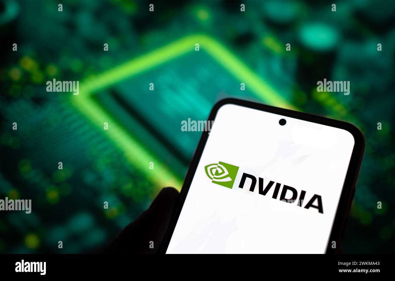 Société de technologie NVIDIA affichée sur le téléphone portable Banque D'Images