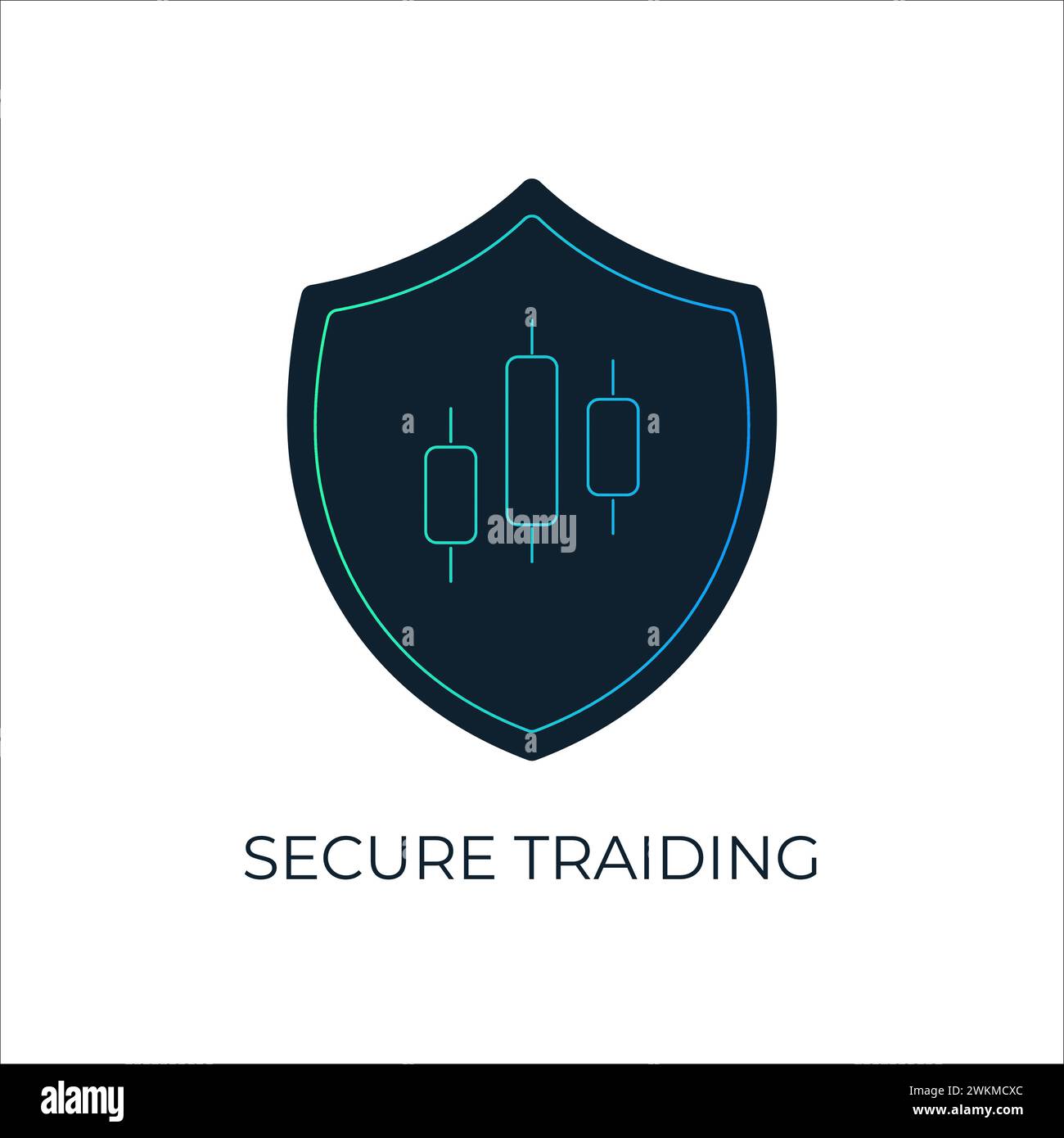 Bougie financière de diagramme de stock de croissance avec le stock de trading d'icône de sécurité ou l'icône forex. Illustration vectorielle stock isolée sur fond blanc. Illustration de Vecteur