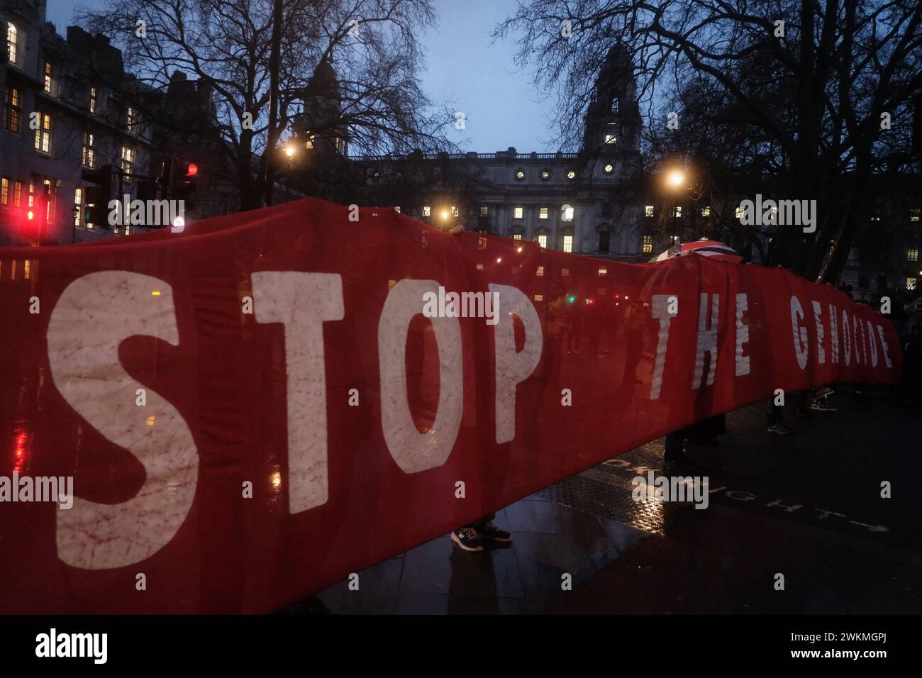 Londres, Royaume-Uni. 21 février 2024. Rassemblement pour exiger que les députés votent pour un cessez-le-feu en Palestine organisé par le SWP, le PSC et la Coalition Stop the War. (Photo de Joao Daniel Pereira/Sipa USA) crédit : Sipa USA/Alamy Live News Banque D'Images