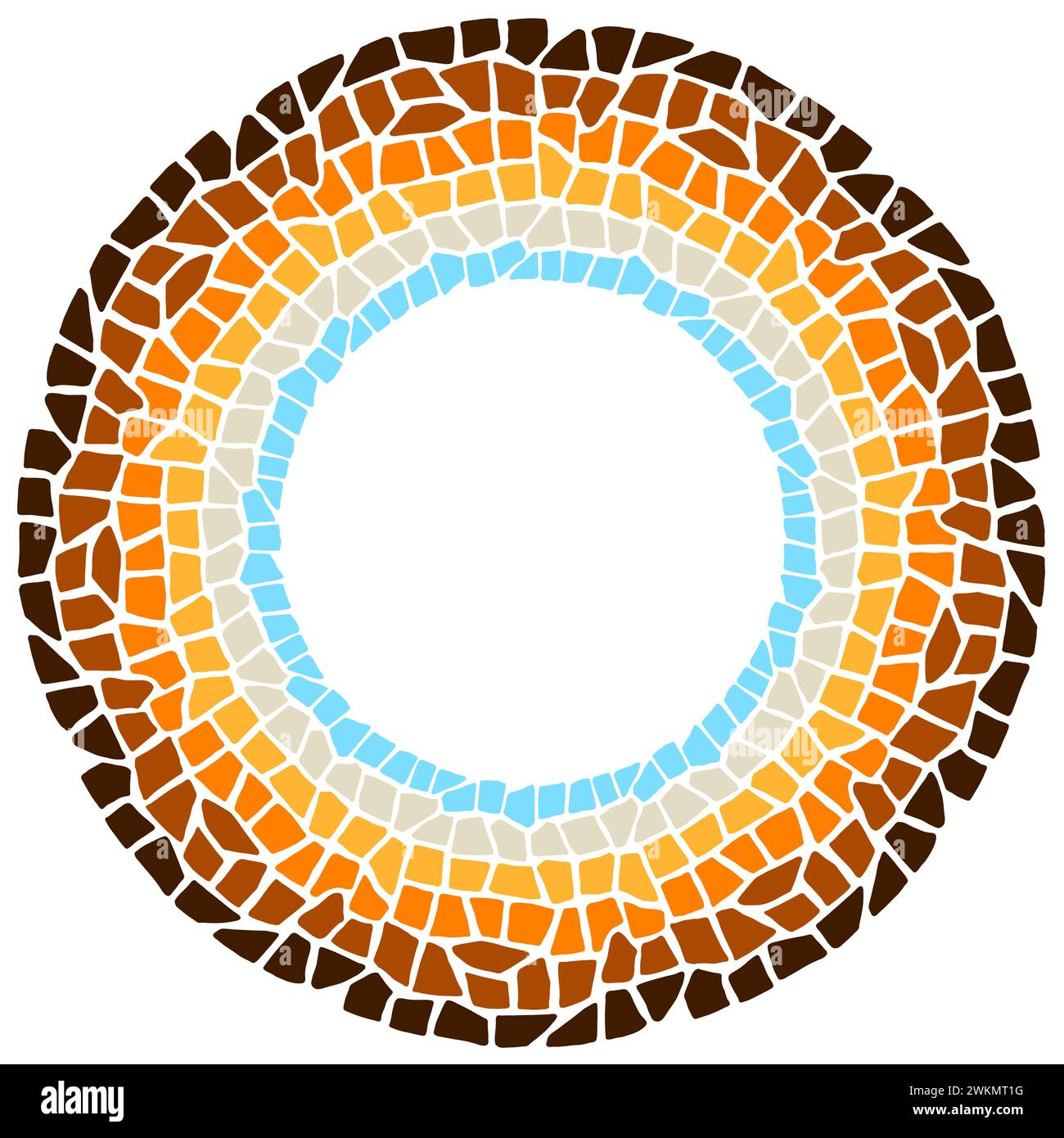Cadre décoratif en mosaïque. Ornement en pierre antique en céramique. Illustration de Vecteur