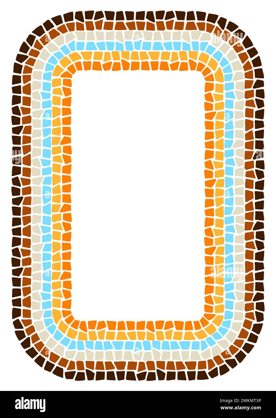 Cadre décoratif en mosaïque. Ornement en pierre antique en céramique. Illustration de Vecteur