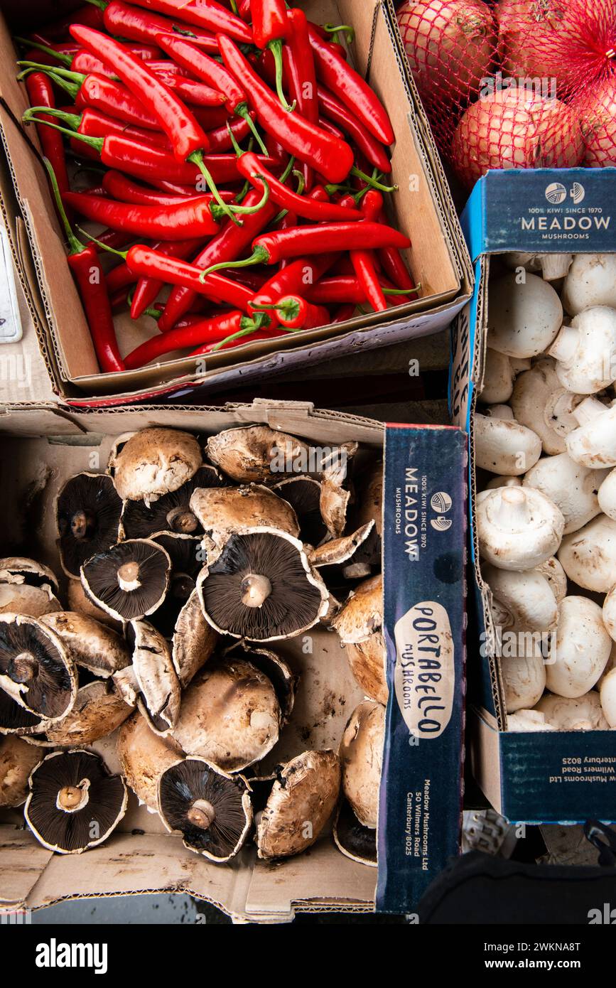 Produits frais au Harbourside Markets, Wellington, Nouvelle-Zélande Banque D'Images