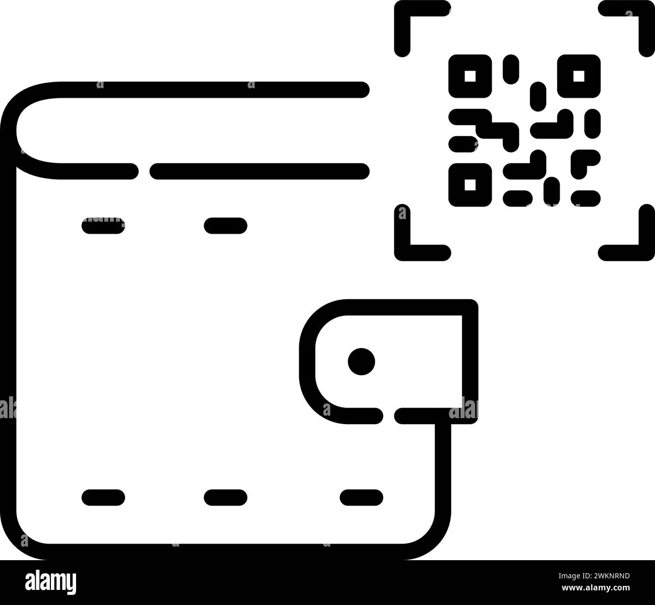 Portefeuille et code qr. Méthode de paiement sans contact moderne. Icône Pixel Perfect Illustration de Vecteur