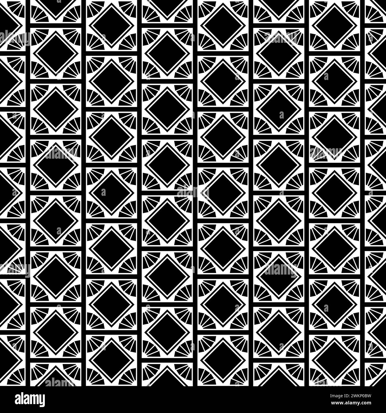 Fond de motif de rayures circulaires rectangulaires en diamant carré noir et blanc Illustration de Vecteur