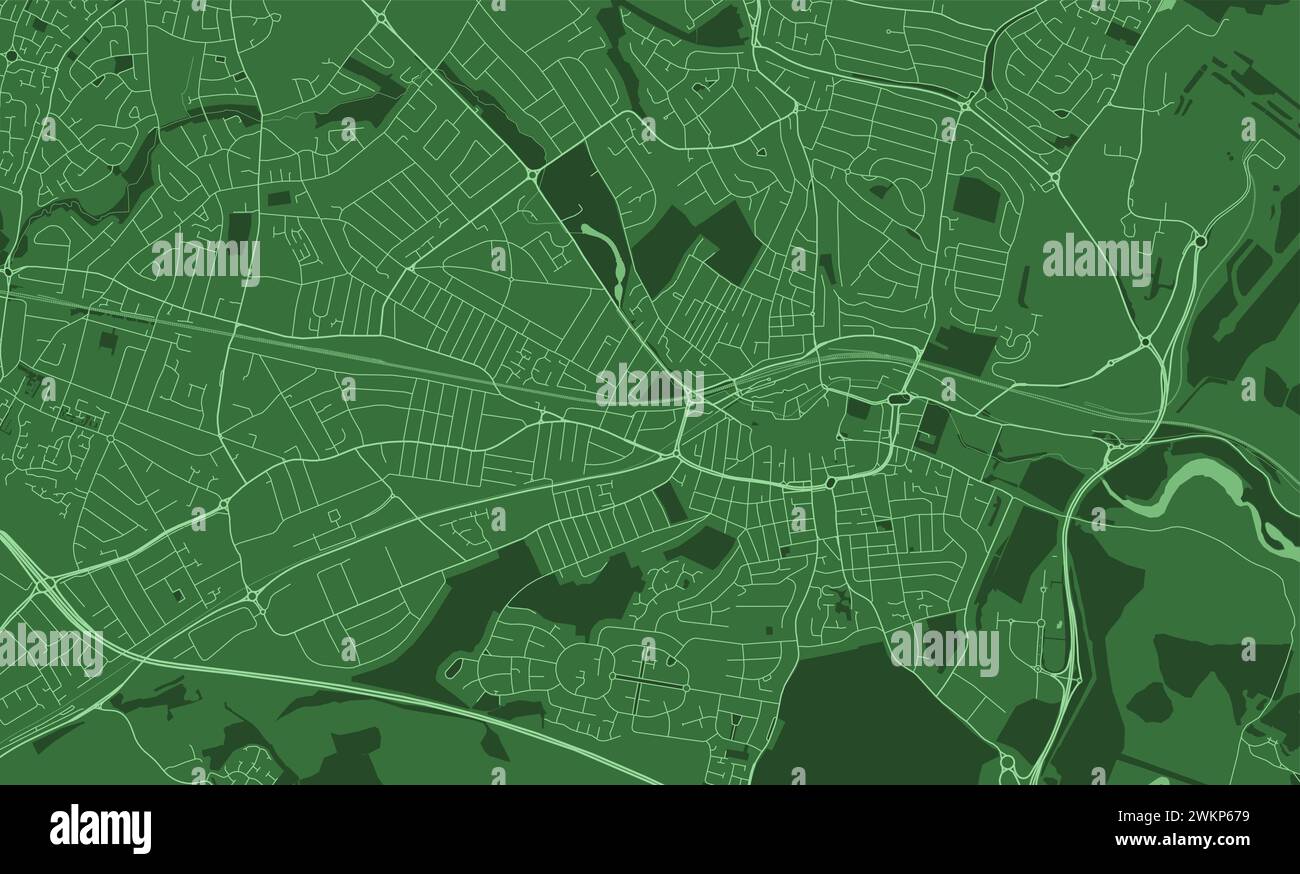 Carte de fond vert Luton, zone urbaine Illustration de Vecteur