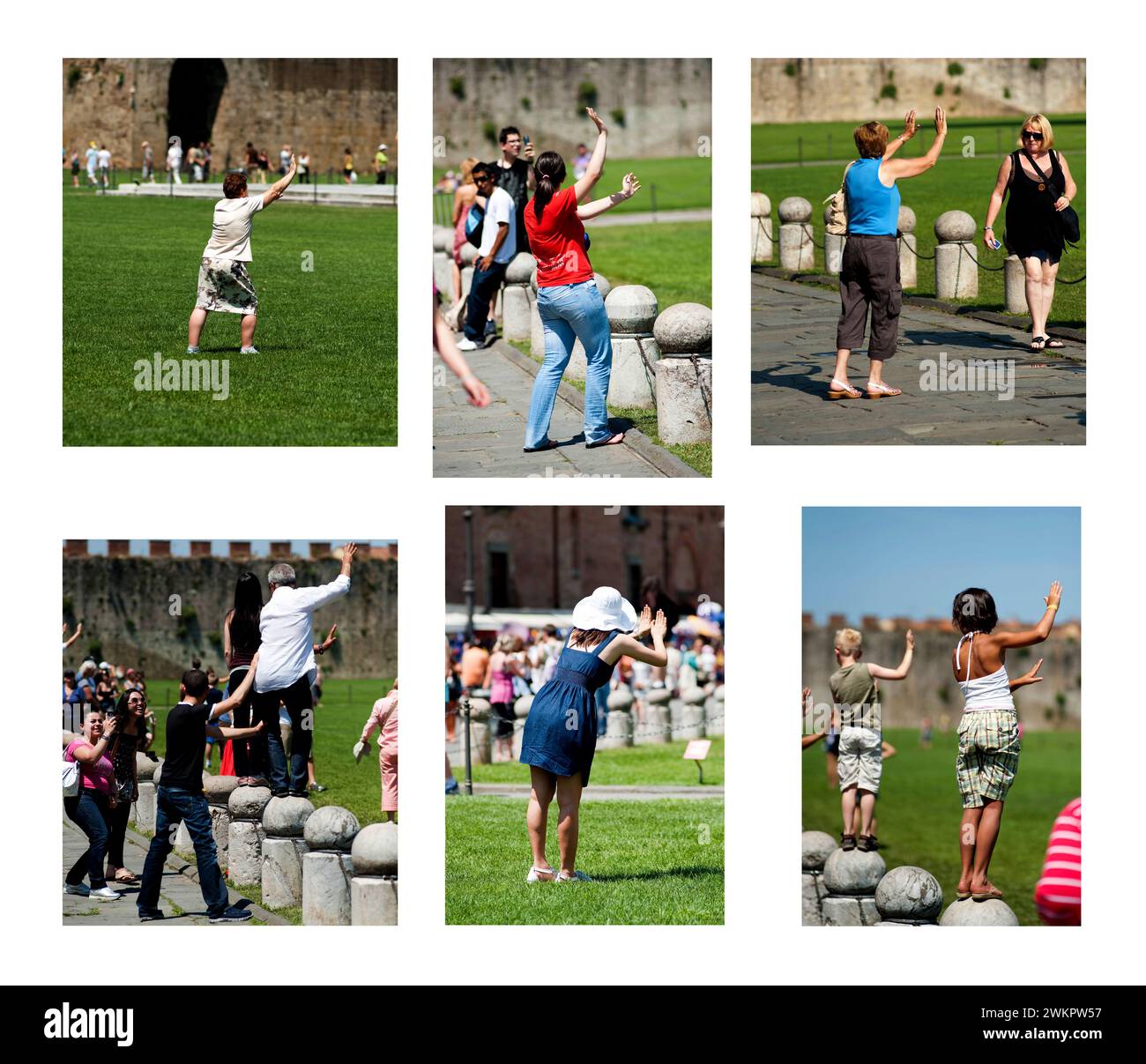 Les gens à la Tour penchée, Pise, Italie Banque D'Images