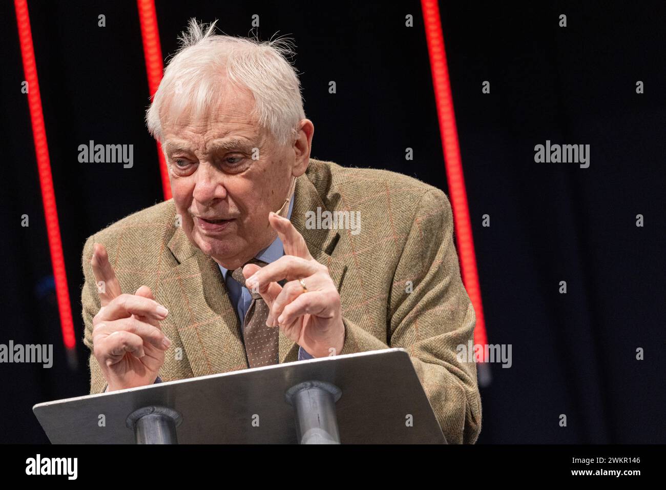 Oxford, Angleterre, Royaume-Uni. 10 février 2024. Lord Chris Patten, dernier gouverneur britannique de Hong Kong, assiste à une célébration du nouvel an lunaire pour les Hongkongais. Banque D'Images