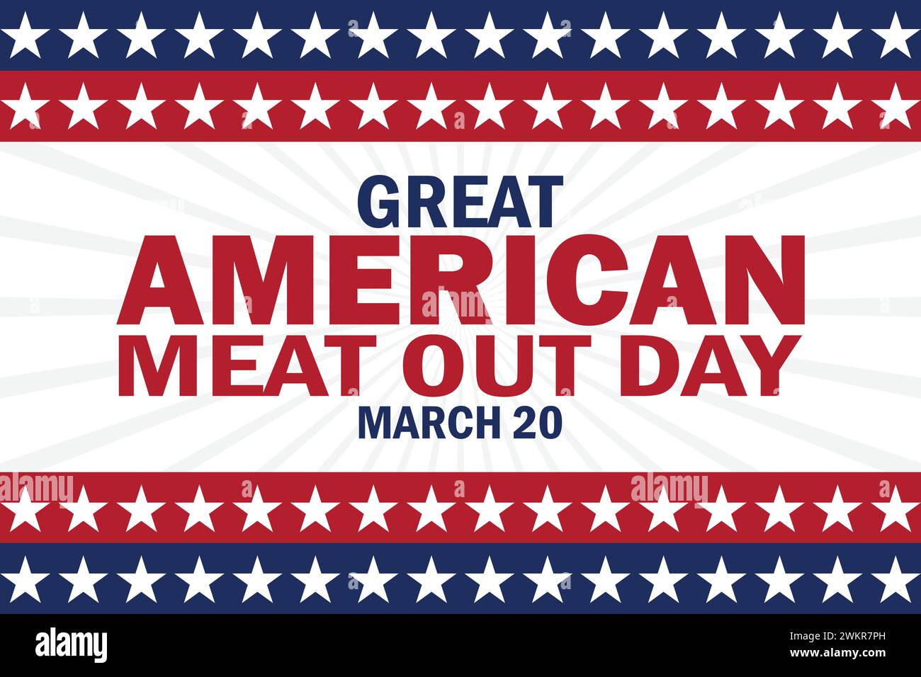 Grand papier peint américain Meat Out Day avec des formes et de la typographie. Great American Meat Out Day, fond Illustration de Vecteur