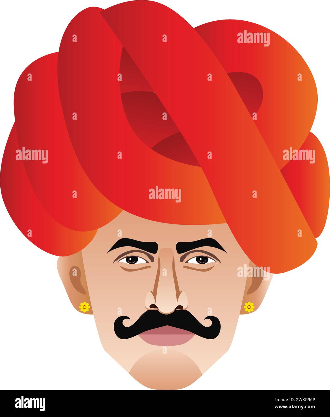 Rajasthani Rabari Man Close Up illustration vectorielle libre de droits Illustration de Vecteur