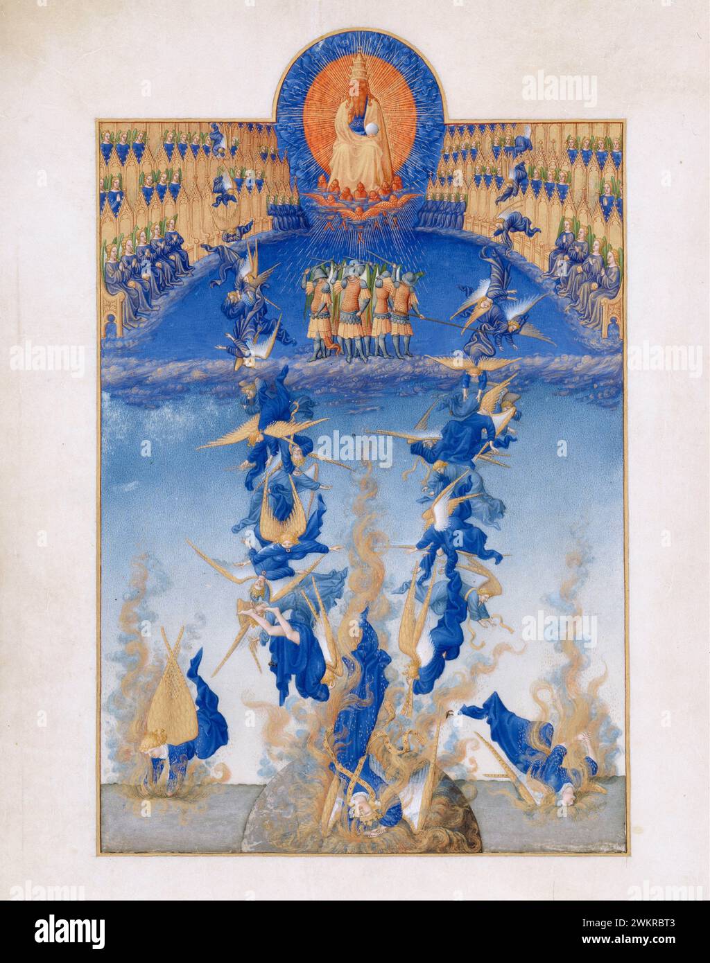 Limbourg Brothers, la chute des anges rebelles du très riches heures du duc de Berry manuscrit enluminé à tempera sur vélin, 1411-1416 Banque D'Images
