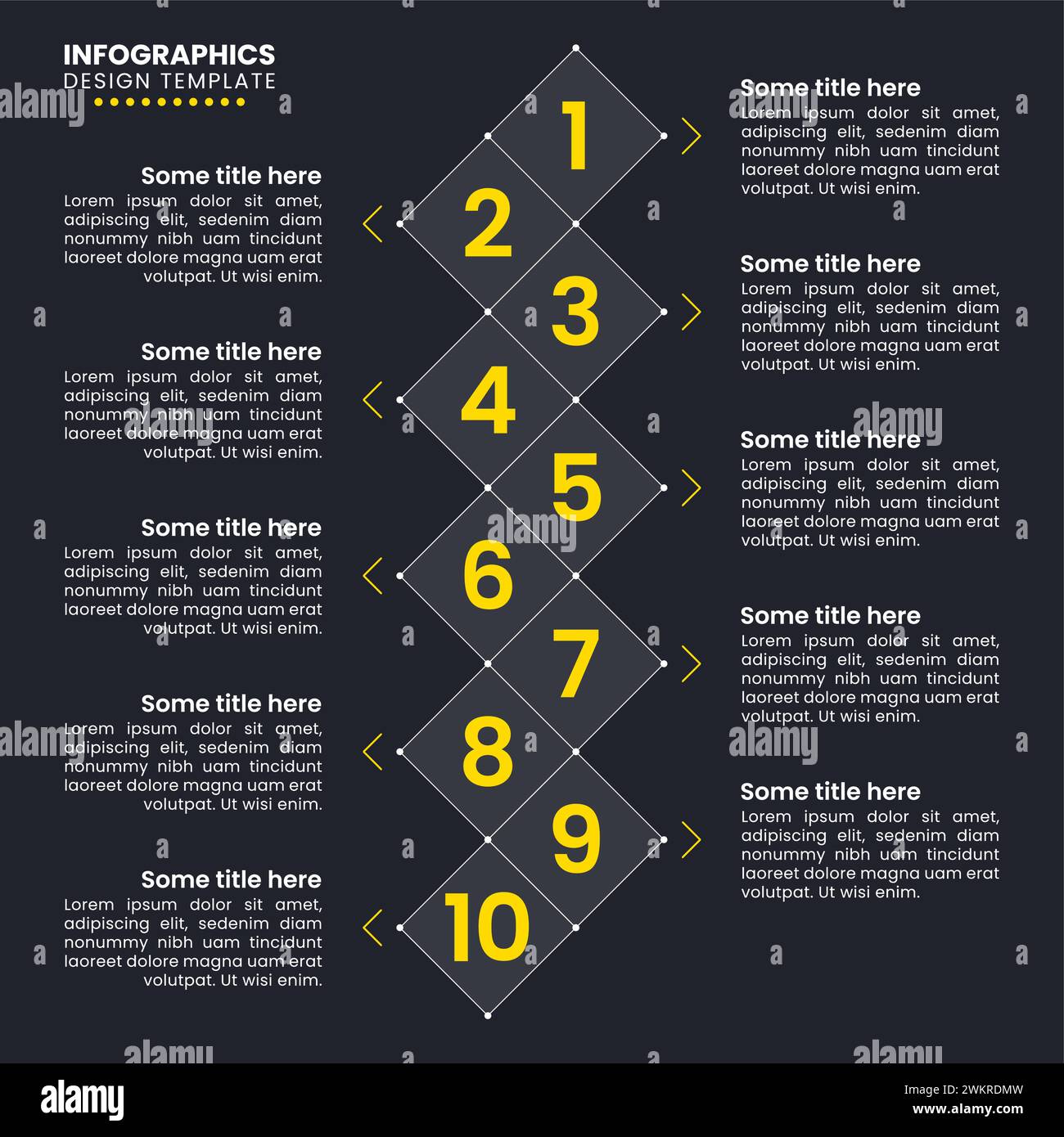 Modèle d'infographie avec 10 options ou étapes. Chronologie. Peut être utilisé pour la mise en page de flux de travail, le diagramme, la bannière, la conception Web. Illustration vectorielle Illustration de Vecteur