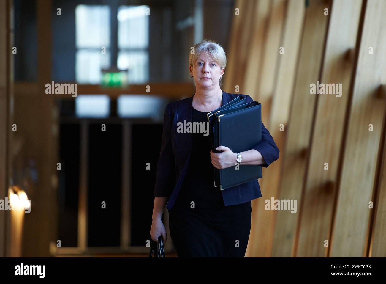 Édimbourg Écosse, Royaume-Uni 22 février 2024. Vice-premier ministre Shona Robison MSP au Parlement écossais pour les questions du premier ministre. crédit sst/alamy live news Banque D'Images