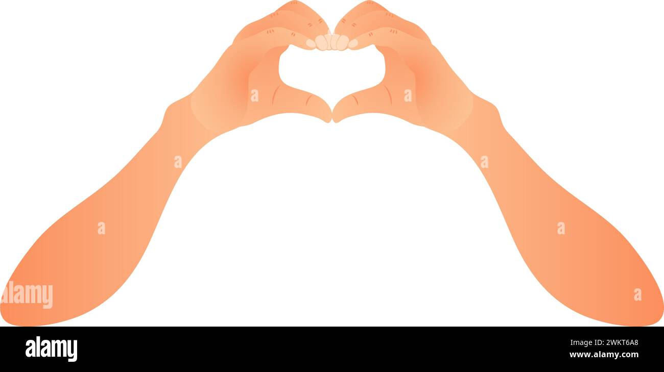 Mains montrant un symbole de coeur. Geste de main en forme de coeur isolé sur fond blanc. Illustration vectorielle. Illustration de Vecteur