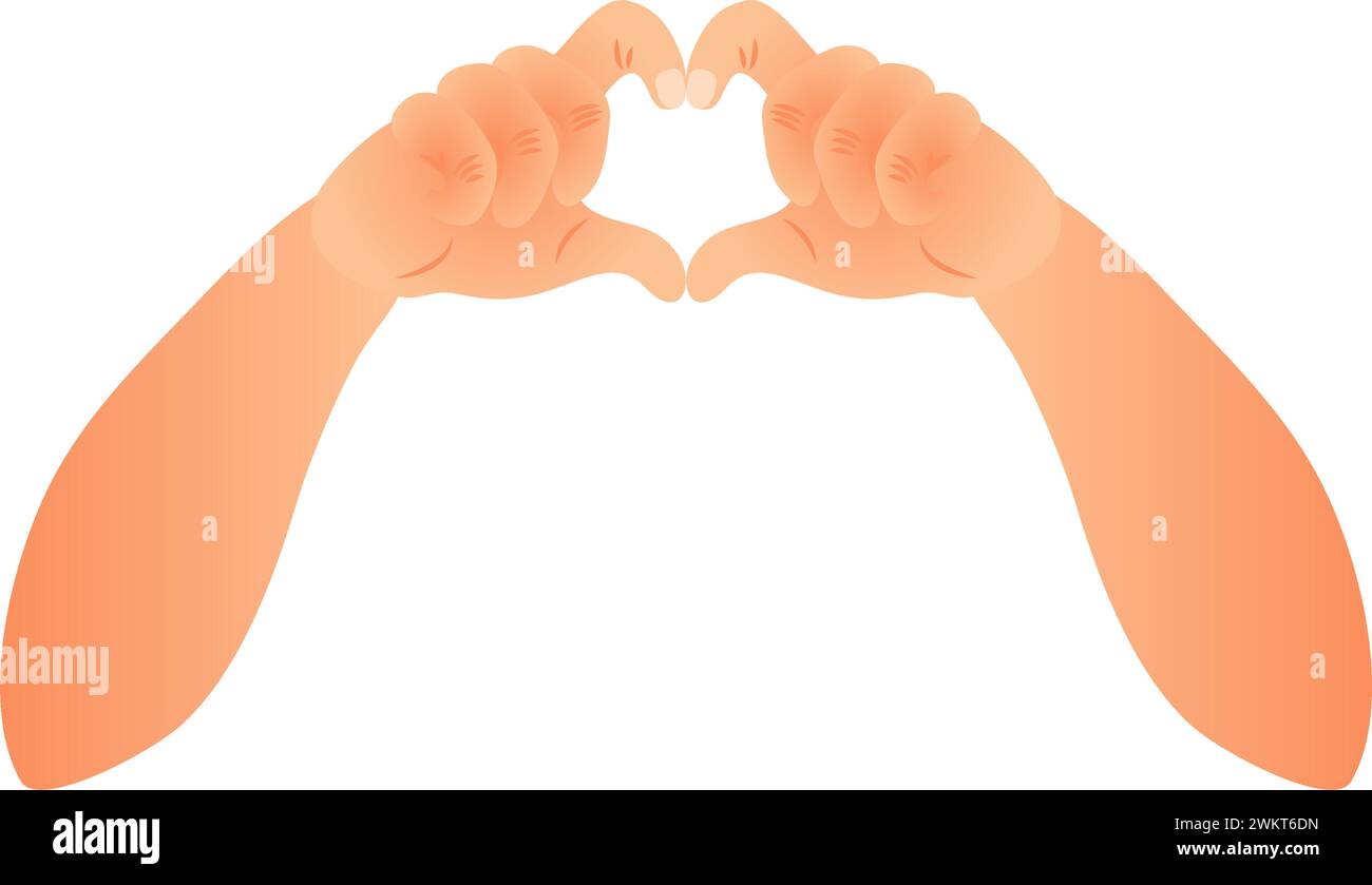 Mains en forme de cœur. Geste de main en forme de coeur isolé sur fond blanc. Illustration vectorielle. Illustration de Vecteur