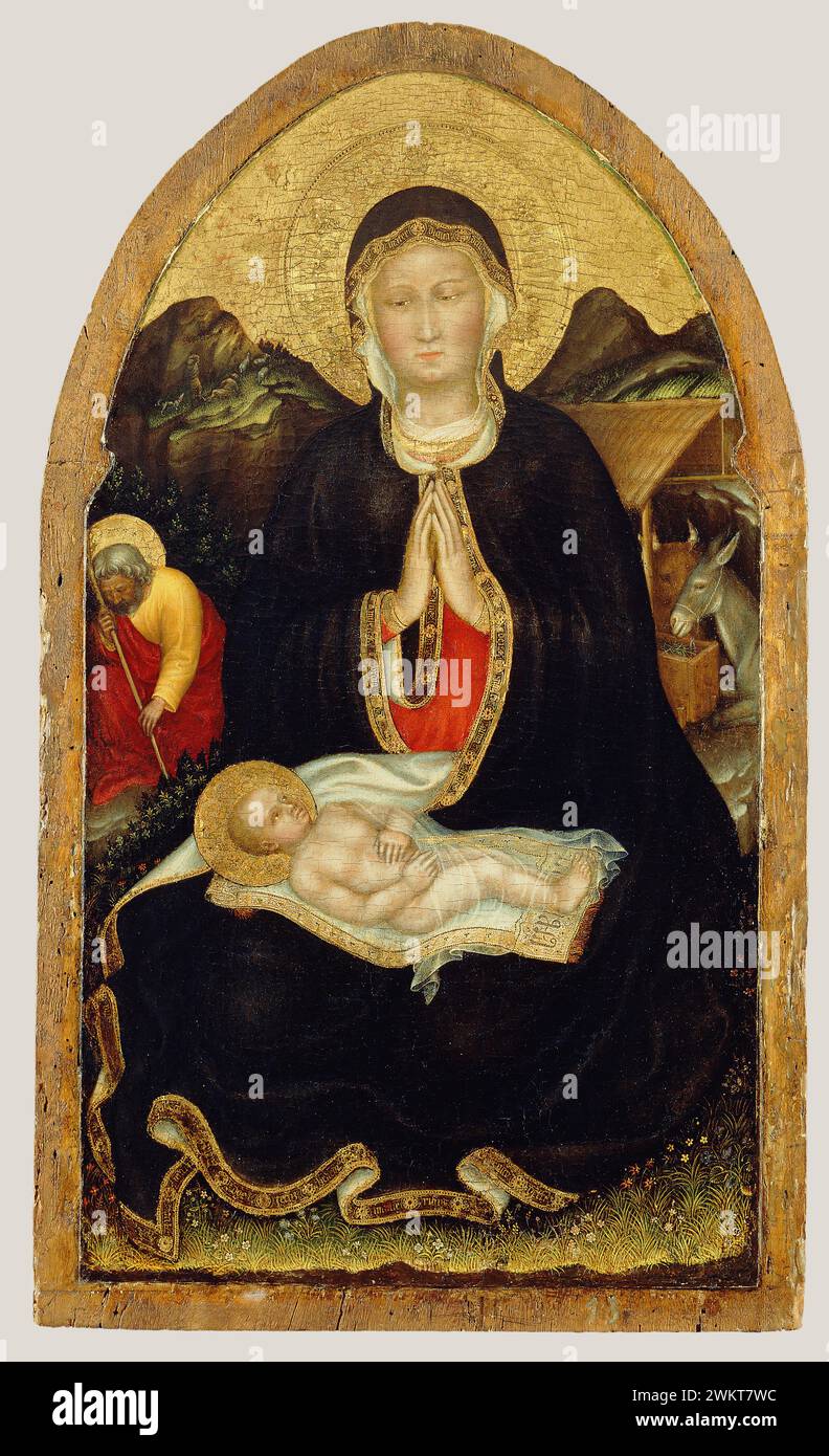 Peinture de la Nativité ; Gentile da Fabriano (italien, environ 1370 - 1427) ; environ 1420 - 1422 ; Tempera et feuille d'or sur panneau ; 72,4 × 42,6 cm (28 1/2 × 16 3/4 po) ; 77.PB.27 Banque D'Images
