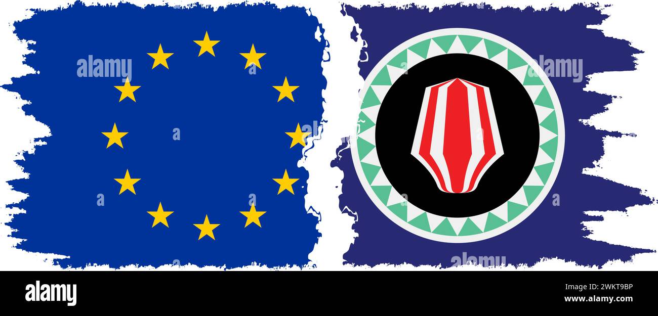 Bougainville et l'Union européenne grunge drapeaux connexion, vecteur Illustration de Vecteur