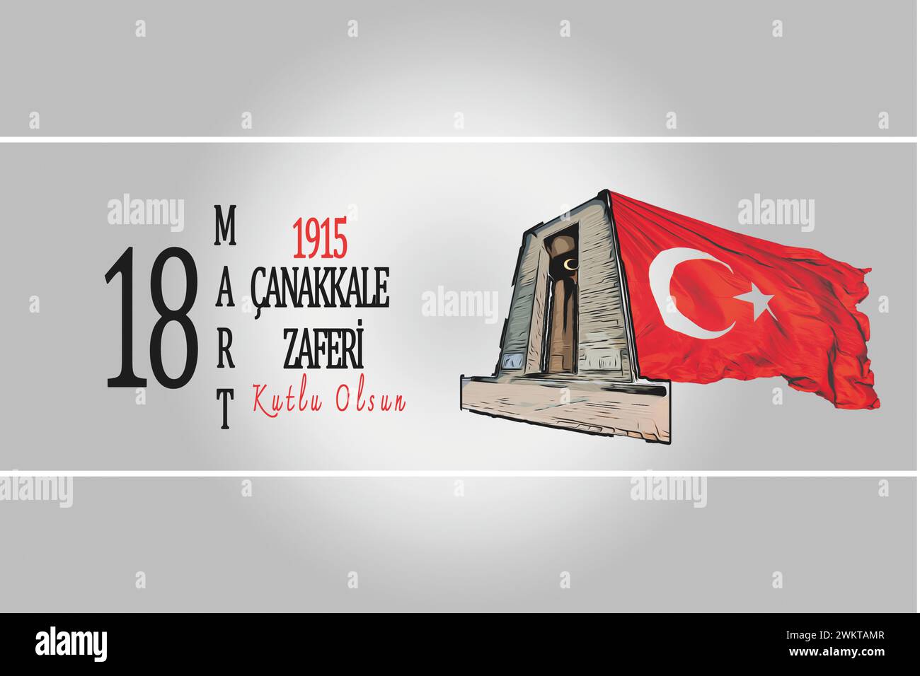 18 Mart canakkale zaferi kutlu olsun ou joyeux 18 mars, Canakkale jour de la victoire Turquie. Carte de célébration. Illustration de Vecteur