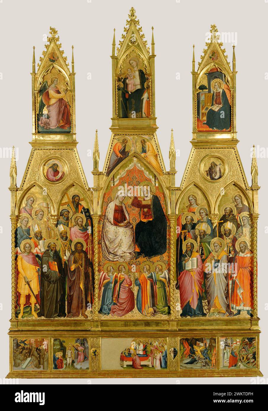 Polyptyque avec couronnement de la Vierge et des Saints ; Cenni di Francesco di Ser Cenni (Italien (florentin), actif de 1369/1370 à 1415) ; Florence, Toscane, Italie ; vers les années 1390; tempera et feuille d'or sur panneau ; encadré [dim. extérieur] : 355,6 × 239,1 cm (140 × 94 1/8 po) ; 71.PB.31 Banque D'Images