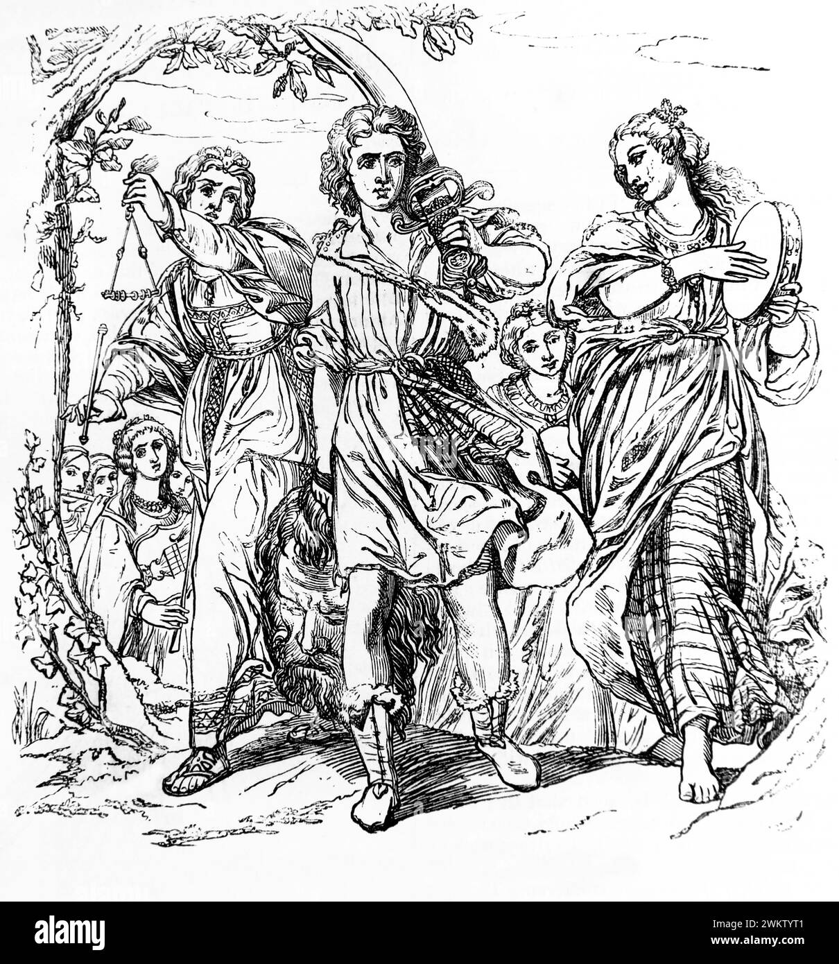 Illustration du triomphe de David après avoir vaincu le Goliath géant (David porte la tête de Goliath) de Matteo -Rosselli Pilli de l'antique 19ème CEN Banque D'Images