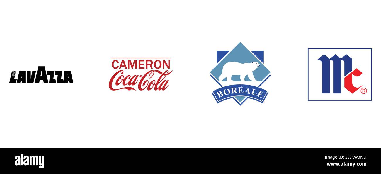 McCormick, Boreale, Lavazza, Cameron Coca-Cola. Collection du logo de la meilleure marque. Illustration de Vecteur
