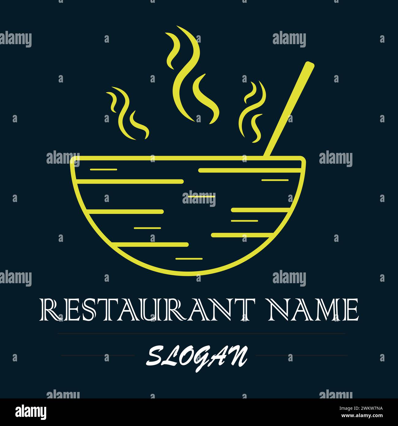 Modèle de conception de logo pour de délicieuses soupes de nouilles chinoises et japonaises et des plats ramen types asiatiques d'aliments. Logos pour les entreprises, restaurants, cafés et Illustration de Vecteur