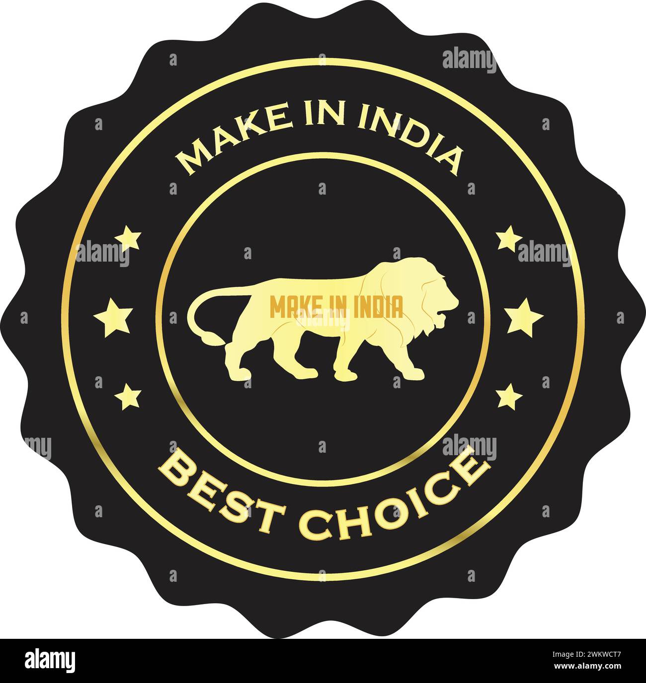 Faire en Inde Golden, meilleur choix, faire en inde, meilleur choix, faire en Inde symbole de lion Illustration de Vecteur