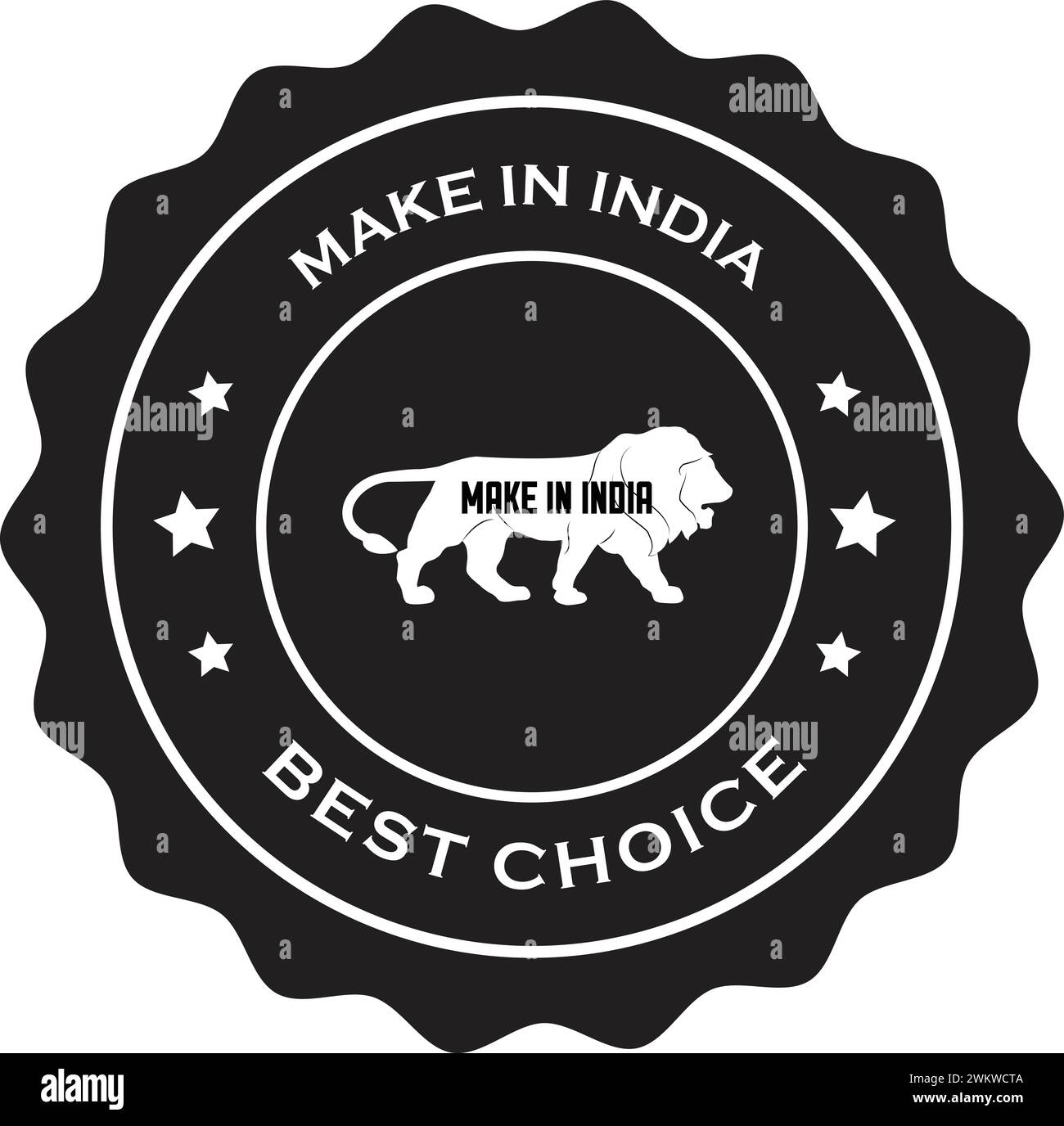 Faire en Inde noir et blanc meilleur choix , faire en inde, meilleur choix, faire en Inde symbole de lion Illustration de Vecteur