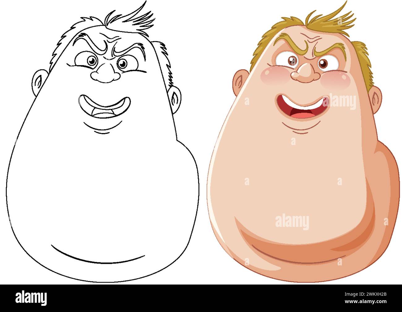 Deux personnages de dessins animés montrant des émotions différentes Illustration de Vecteur