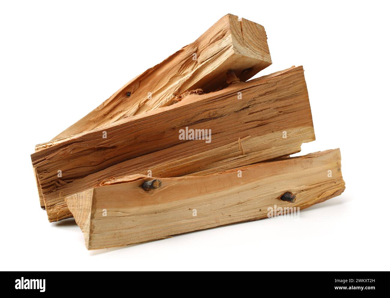 Pile de bois isolé sur fond blanc Banque D'Images