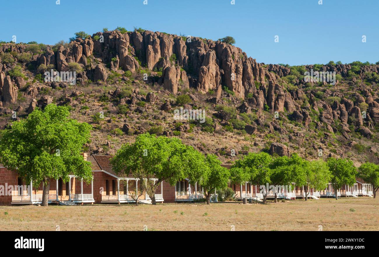 Terrain de forage de Fort Davis, site historique national de Fort Davis, fort historique de l'armée des États-Unis au Texas, États-Unis Banque D'Images