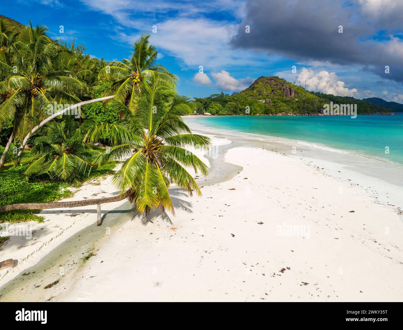 Plage de l'anse Volbert, Praslin, Seychelles Banque D'Images