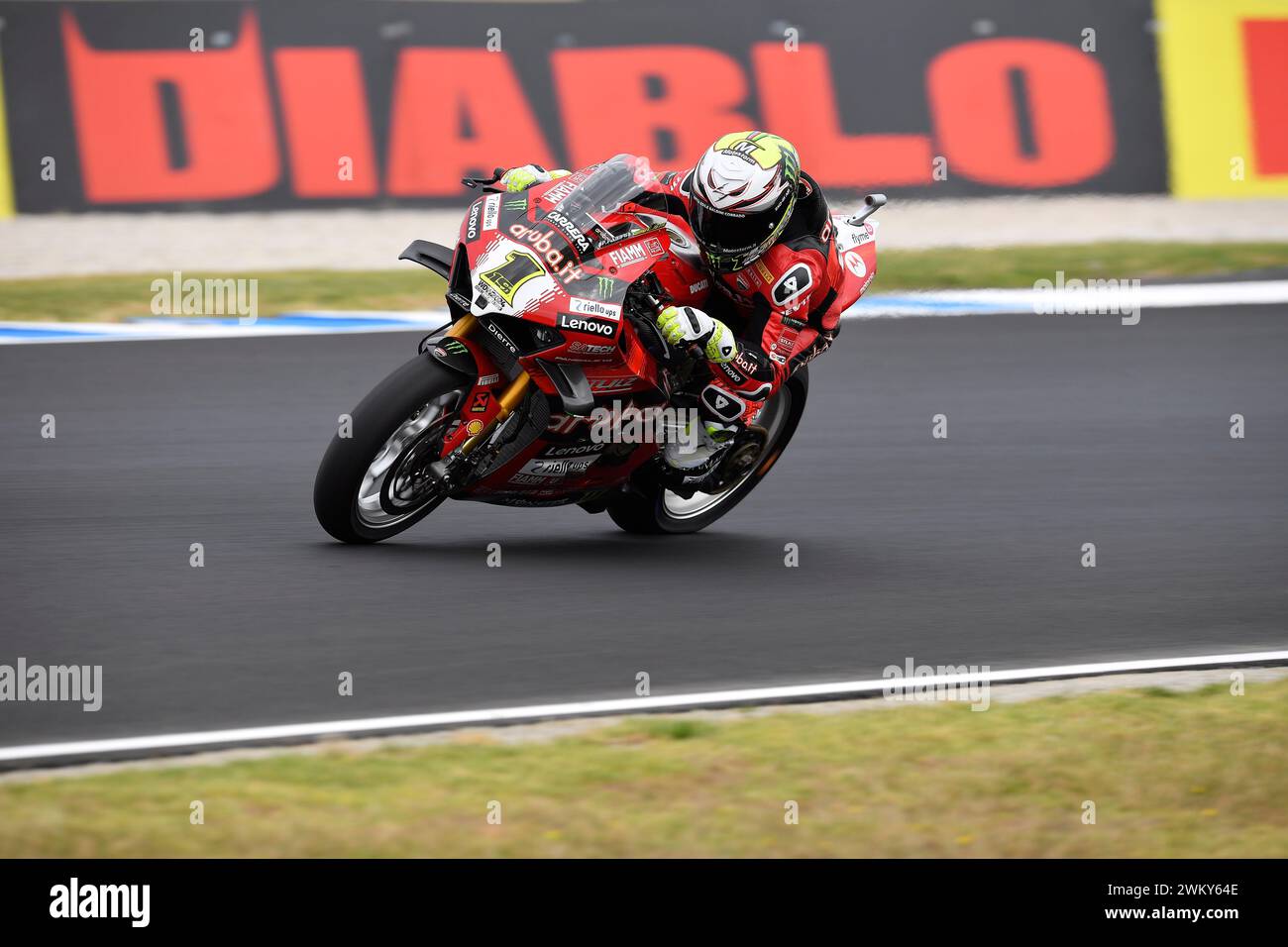 MELBOURNE, AUSTRALIE. 23 février 2024. Alvaro Bautista(1) d'Espagne, pilote la Ducati Panigale V4R pour Aruba.IT Racing - Ducati au championnat du monde Superbike 2024 sur le circuit de Phillip Island. Crédit Karl Phillipson/Alamy Live News Banque D'Images