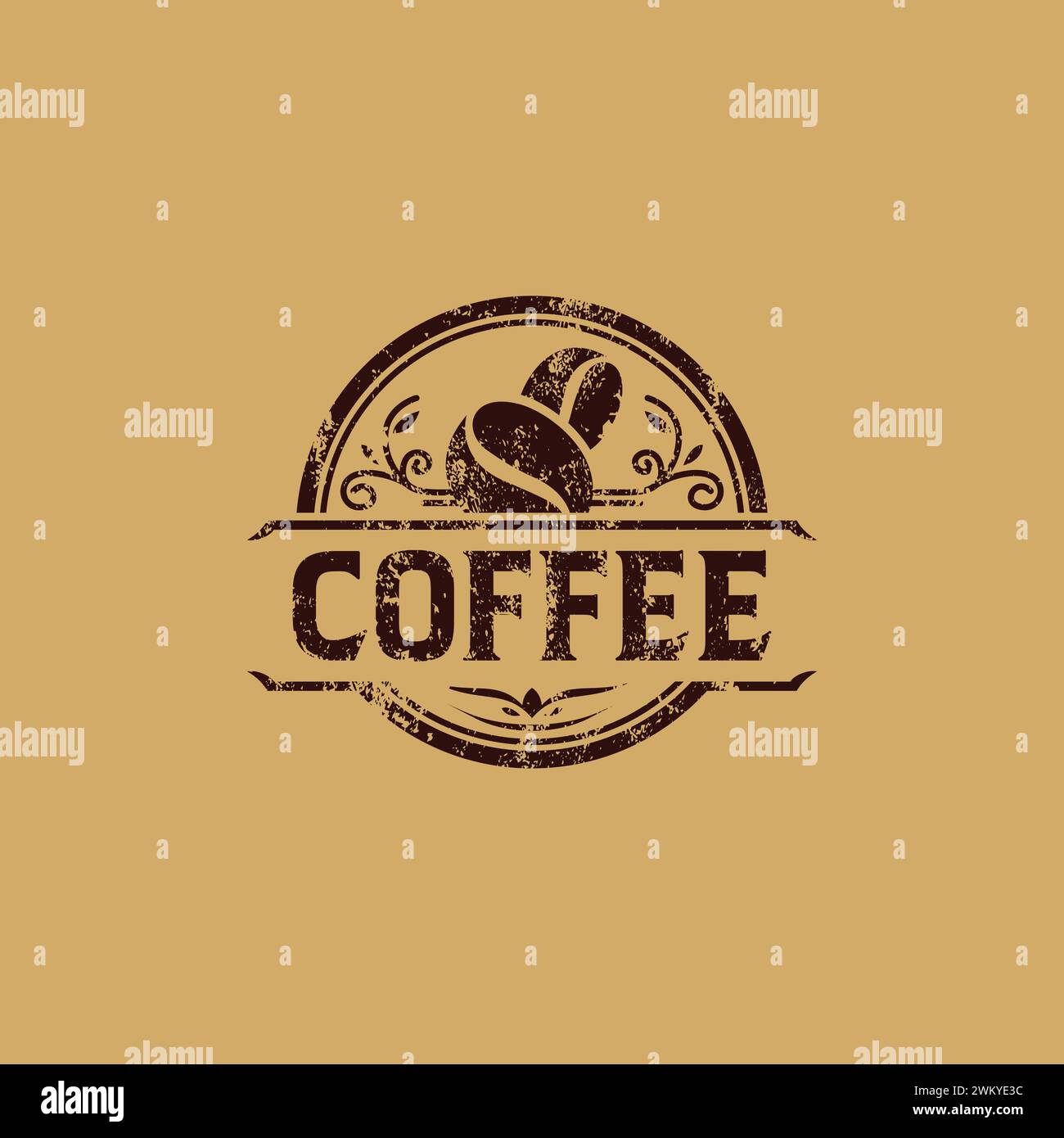 Logo Café Vintage Grunge. Logo Coffee estampillé Illustration de Vecteur