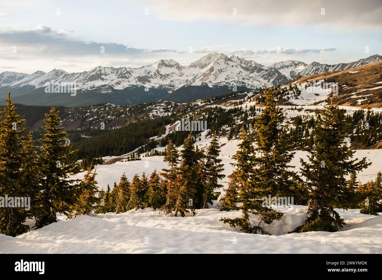 Paysage alpin avec neige fondante Banque D'Images