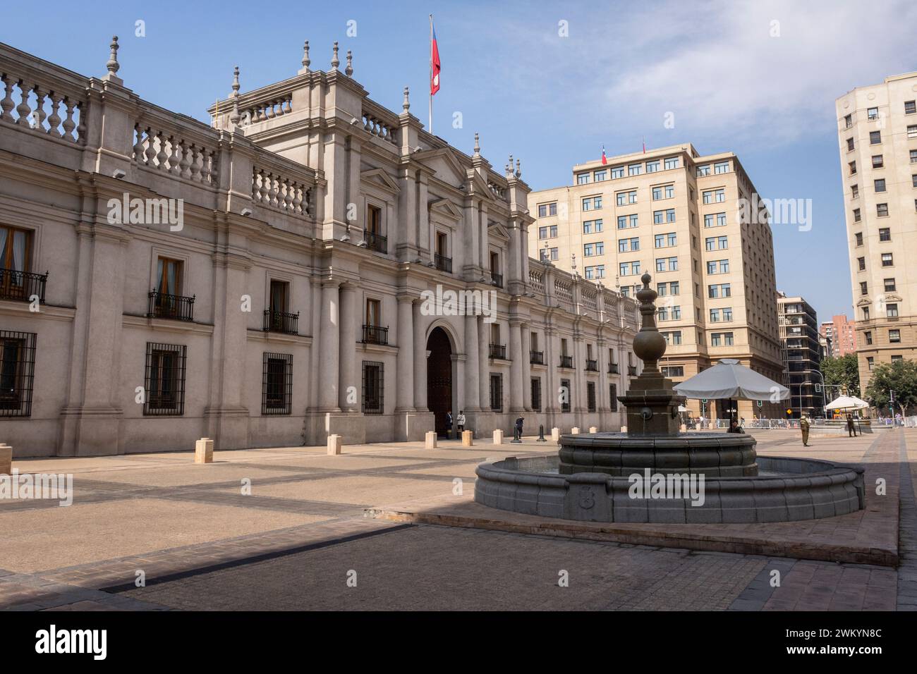 Façade du bâtiment historique du Palais présidentiel à Santiago, Chili Banque D'Images