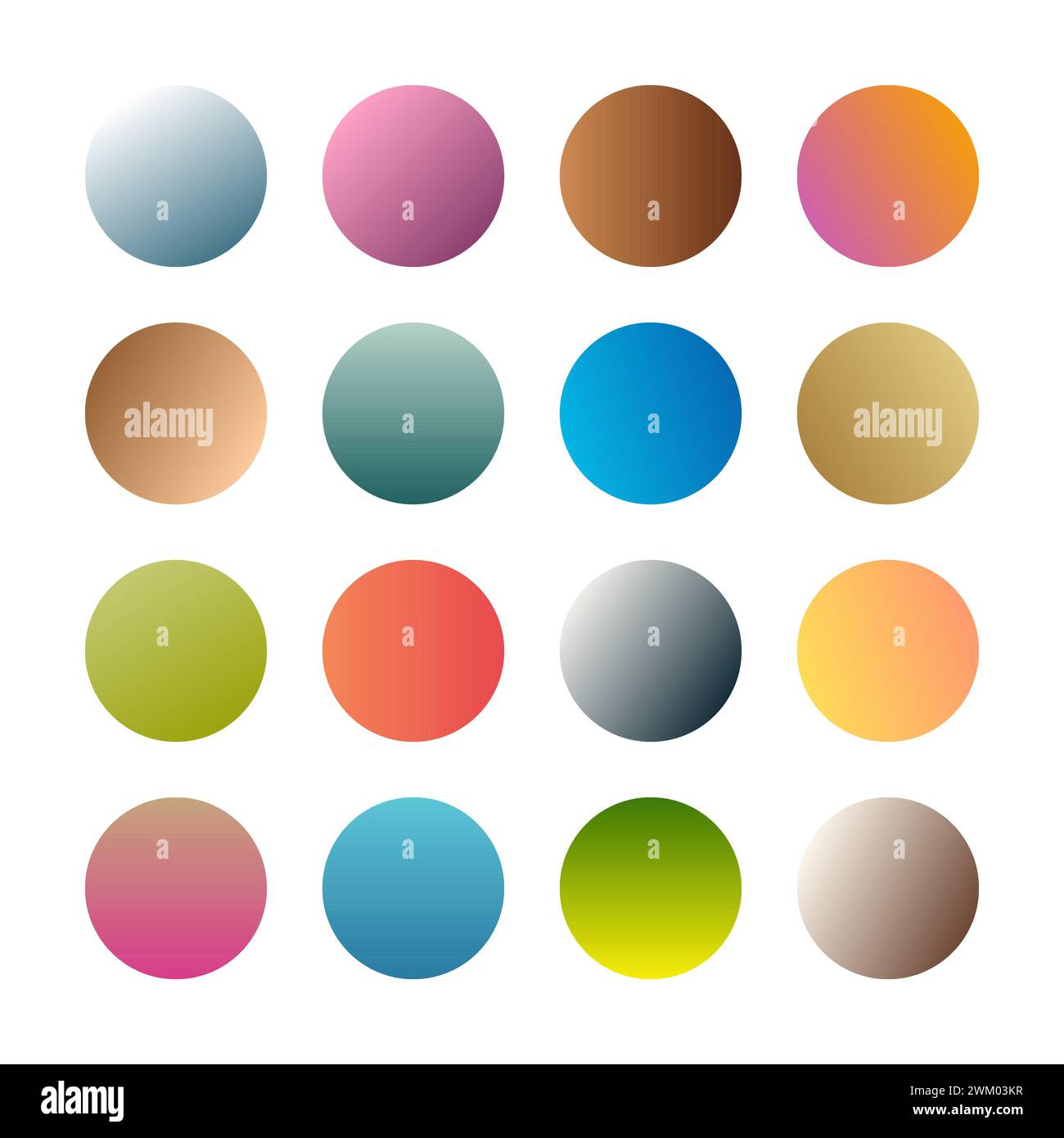 Sphères de dégradés rondes. Ensemble de seize gradients multicolores tendance. Illustration vectorielle Illustration de Vecteur