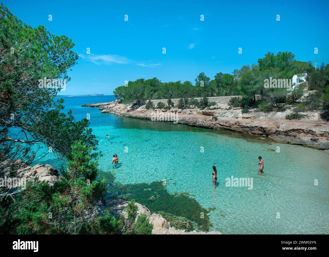 Cala Gracioneta, Ibiza, Baléares, Espagne Banque D'Images