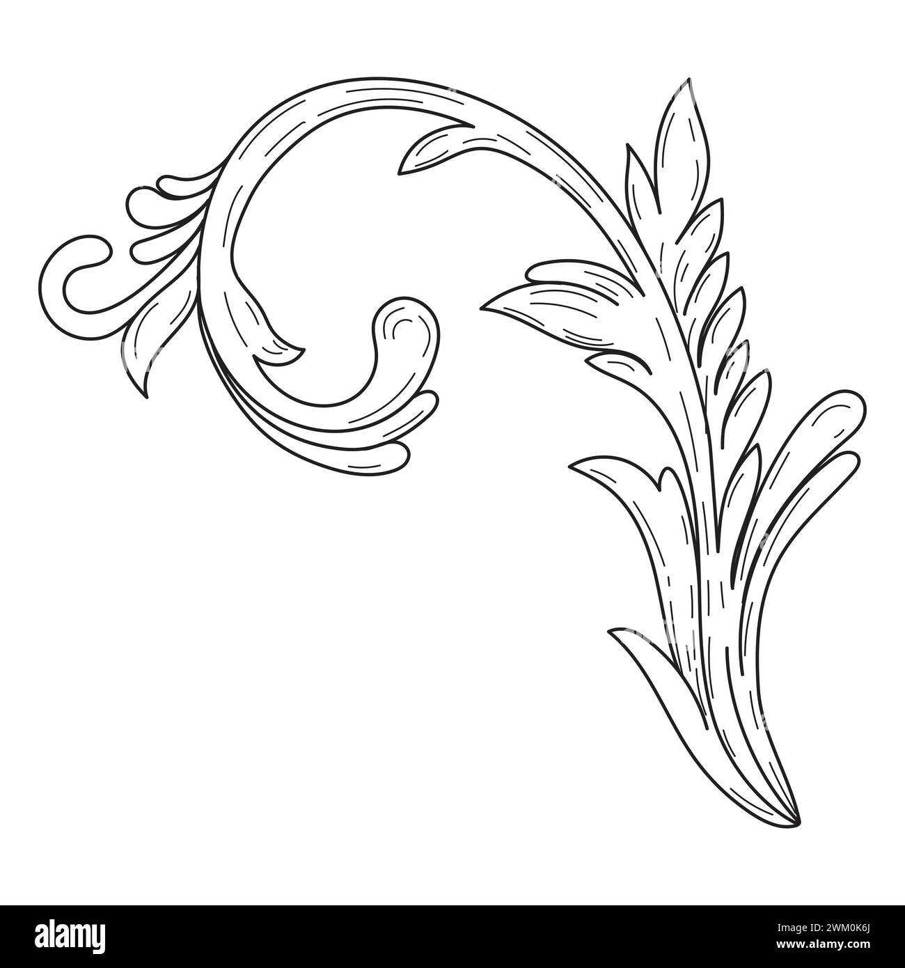 ornement floral feuille gravée rétro motif décoratif tatouage design filigrane vecteur calligraphique. Ornement floral. Illustration de Vecteur