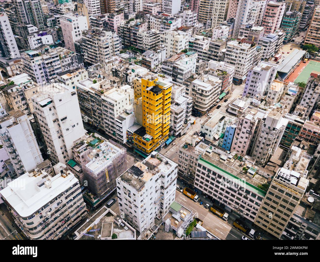 Divers bâtiments avec des rues dans la ville, Hong Kong Banque D'Images