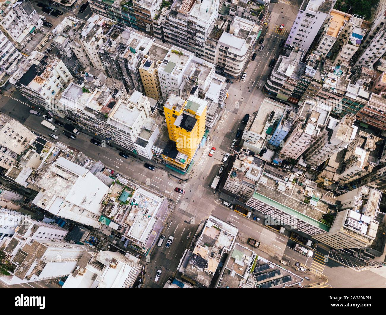 Rues de la ville de Hong Kong avec divers bâtiments Banque D'Images