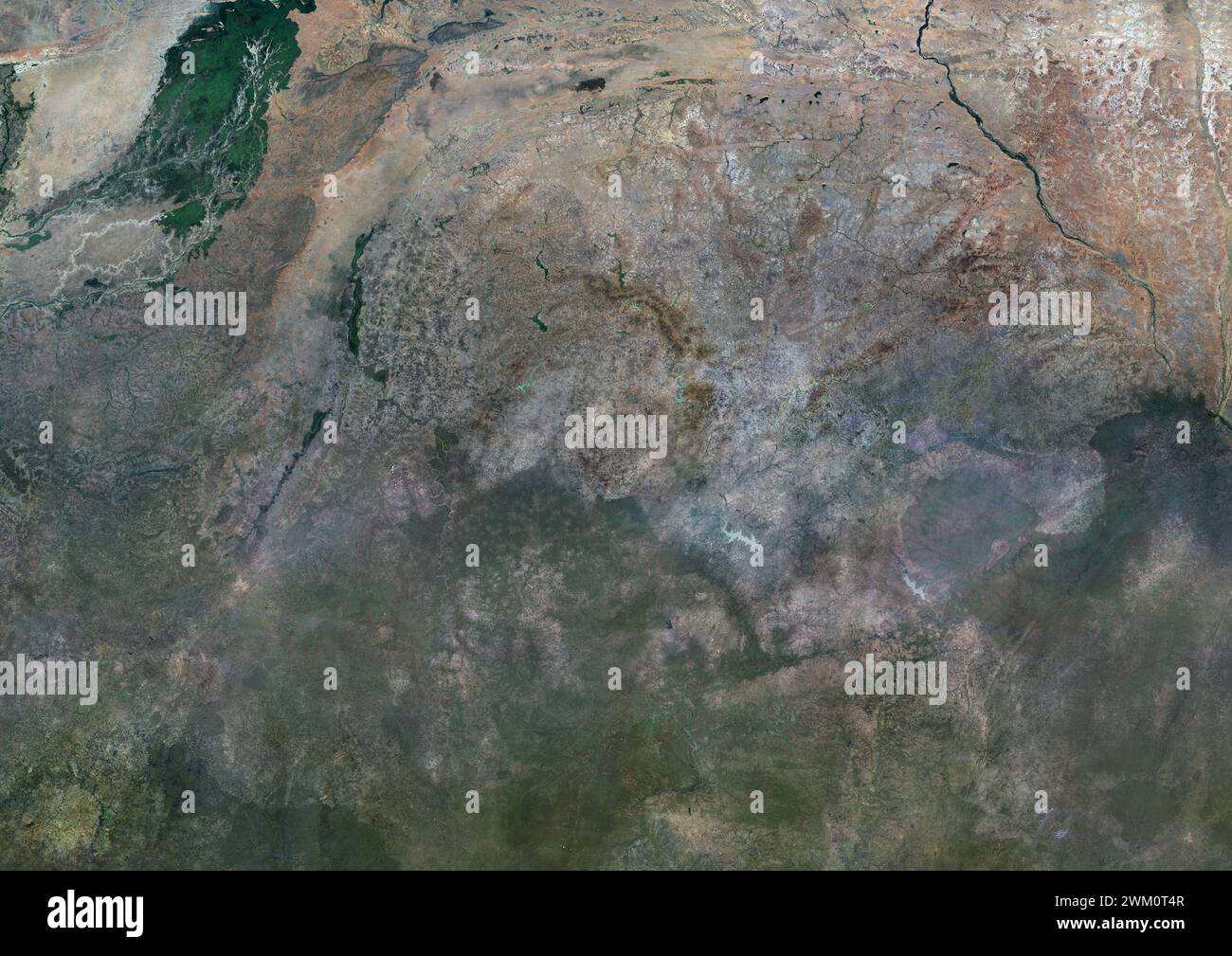 Image satellite couleur du Burkina Faso et des pays voisins. Banque D'Images