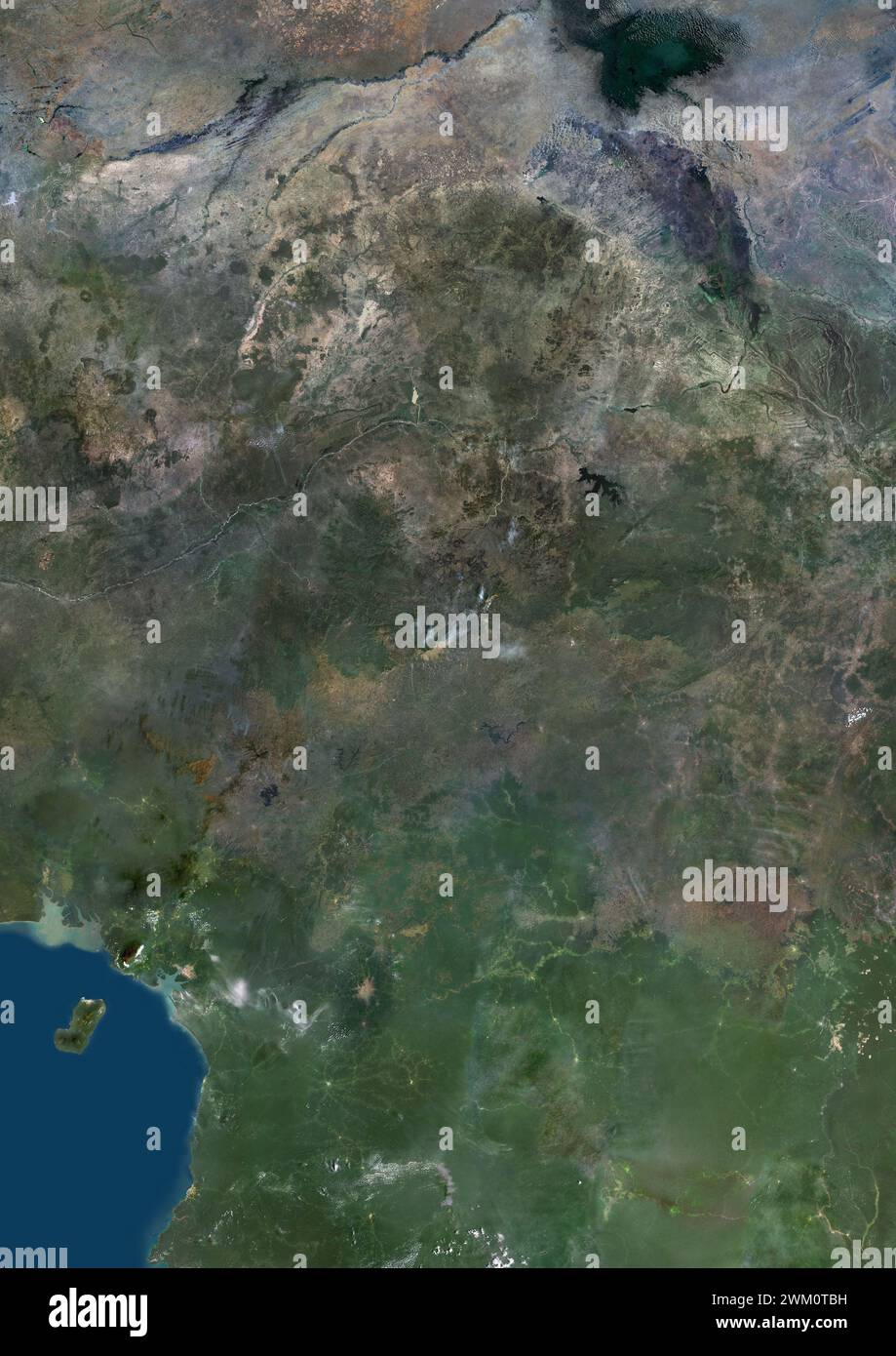 Image satellite couleur du Cameroun et des pays voisins. Banque D'Images