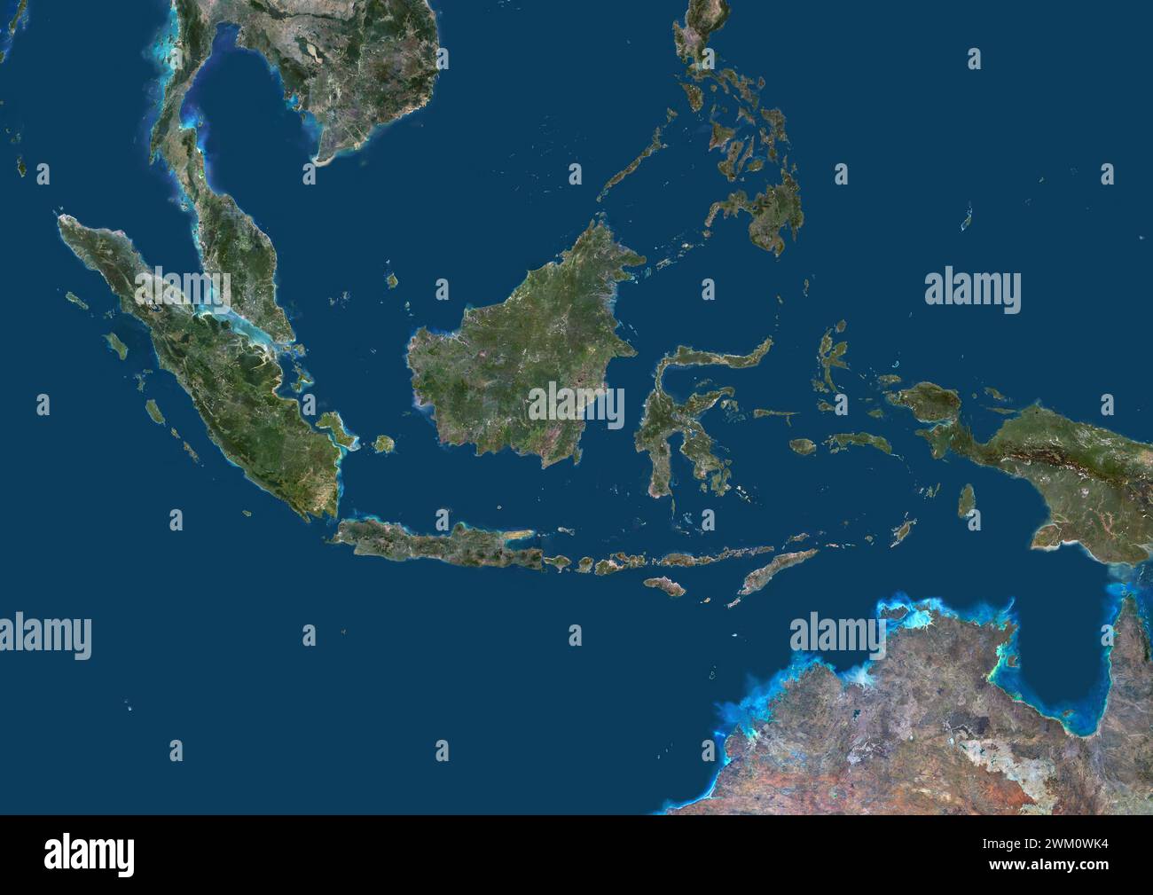 Image satellite couleur de l'Indonésie et des pays voisins. Banque D'Images