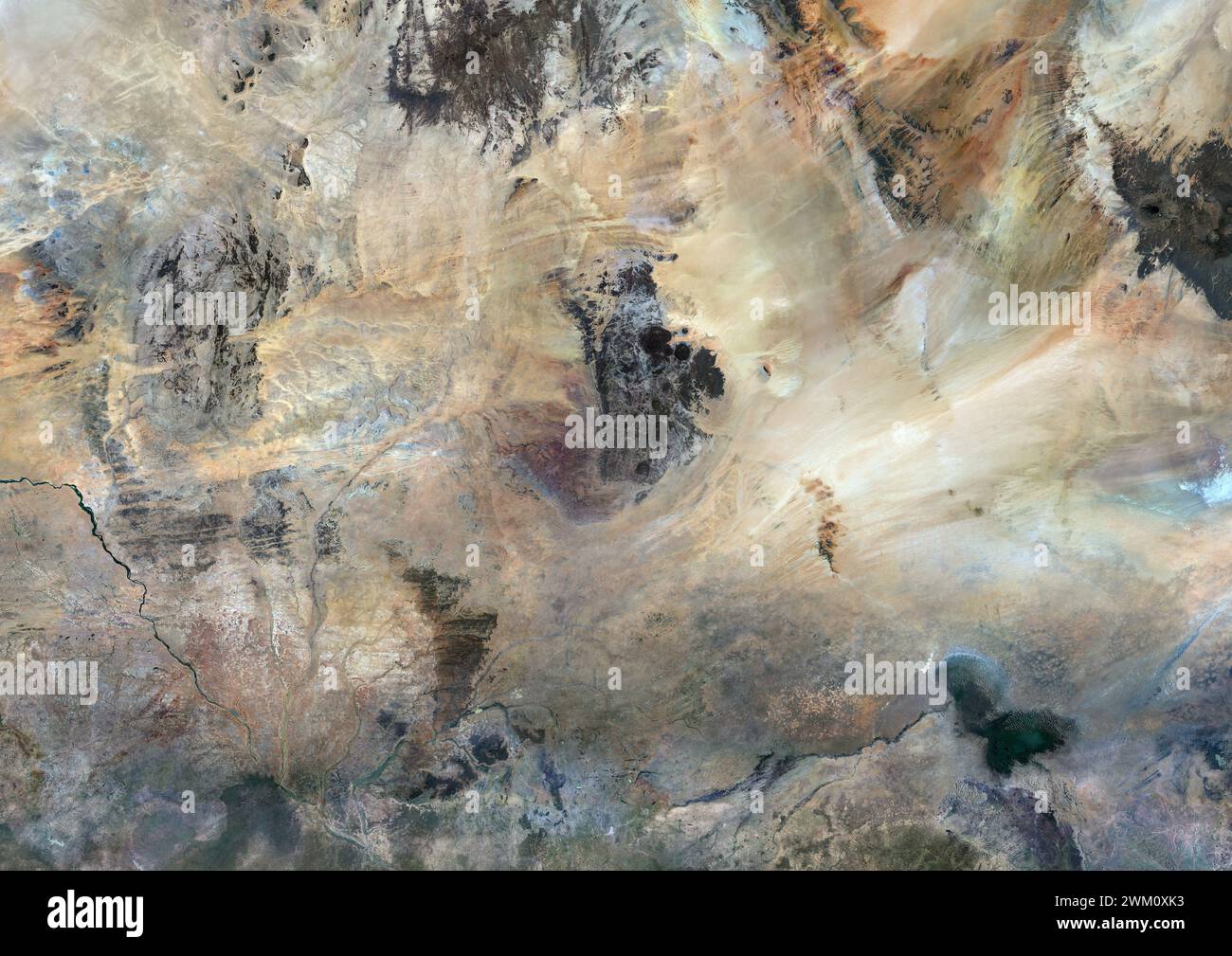 Image satellite couleur du Niger et des pays voisins. Banque D'Images