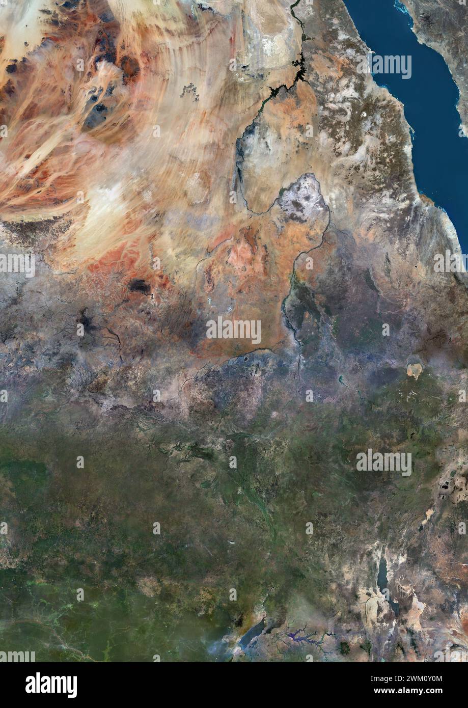 Image satellite couleur du Soudan, du Soudan du Sud et des pays voisins. Banque D'Images