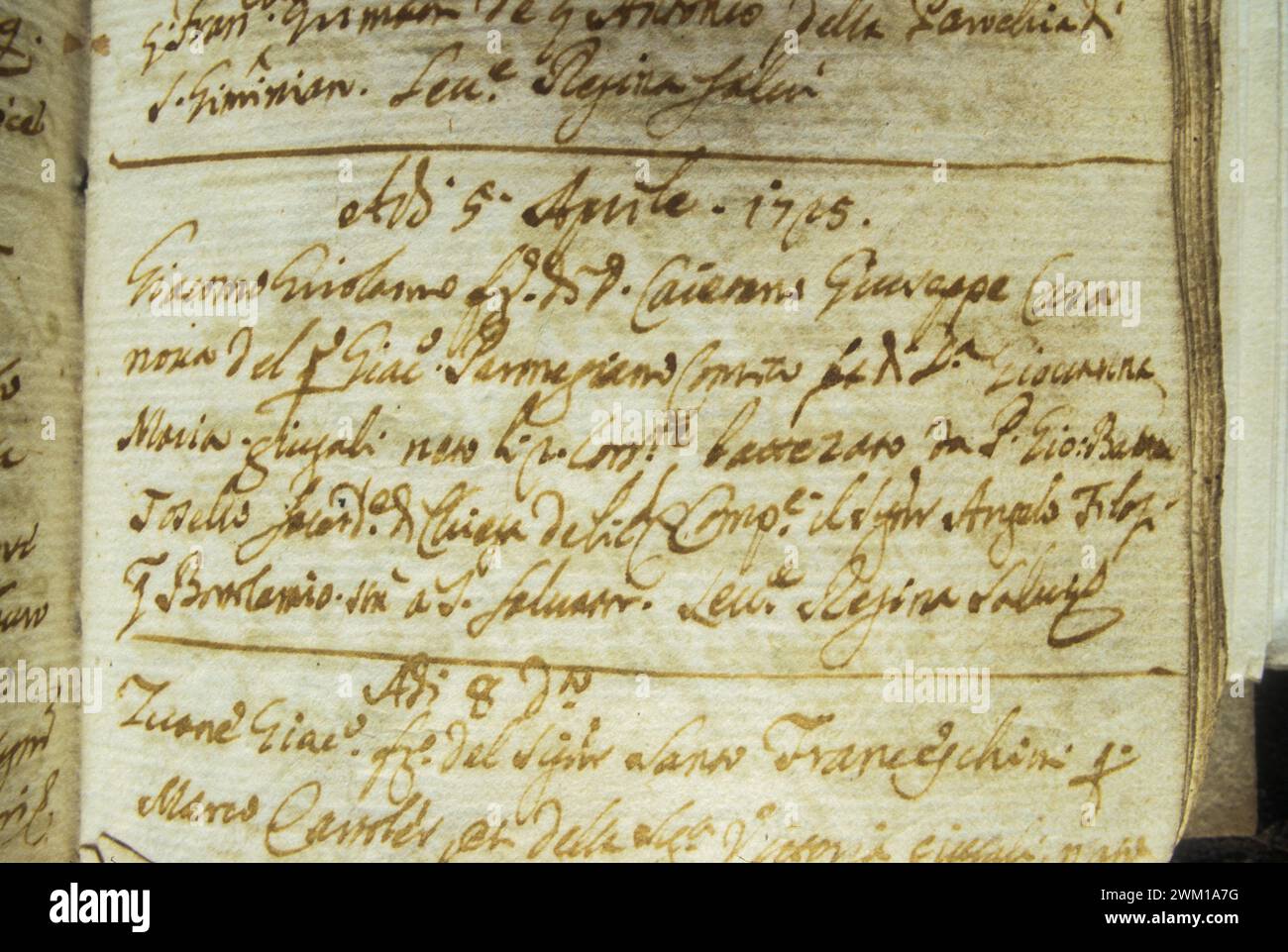 4066011 vie et lieux de Giacomo Casanova à Venise ; (acte baptisé de Giacomo Casanova en add.info.:. Il a été baptisé le 5 avril 1725 en vertu Église Samuel à Venise/ Atto di battesimo di Giacomo Casanova. Fu battezzato il 5 aprile 1725 nella chiesa di San Samuele a Venezia -) ; © Marcello Mencarini. Tous droits réservés 2024. Banque D'Images
