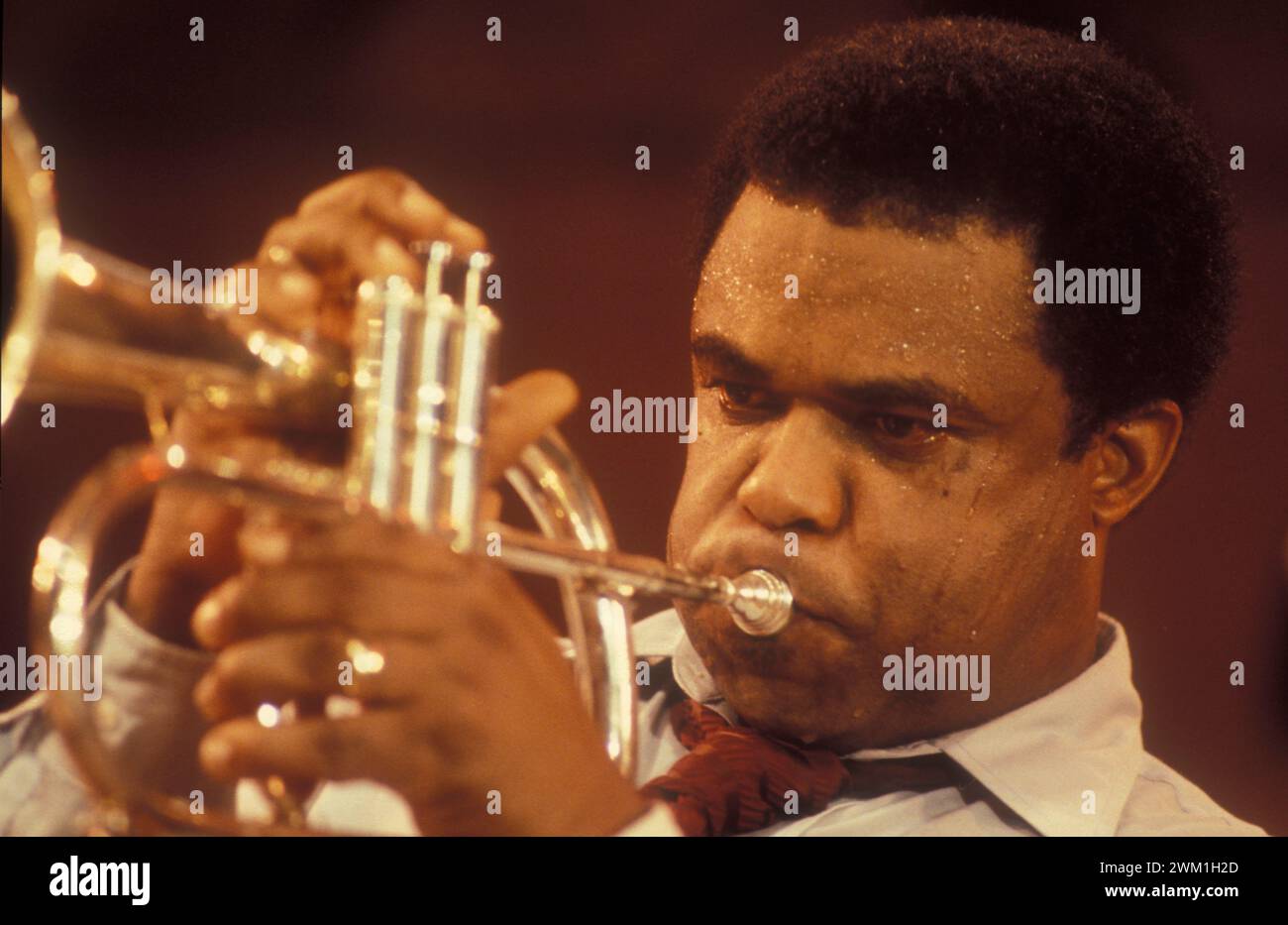 4069032 Rome, vers 1985. Trompettiste de jazz américain Freddie Hubbard (photo) ; (add.info.: , Italie, Roma, 1985 circa. Il trombettista jazz Freddie Hubbard) ; © Marcello Mencarini. Tous droits réservés 2024. Banque D'Images