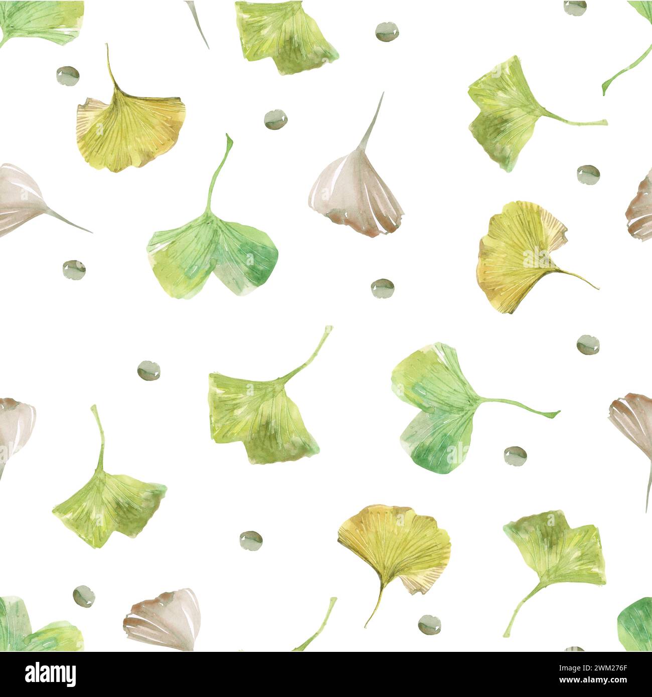 fond avec des feuilles vertes, toile de fond textile, aquarelle sur papier, Banque D'Images