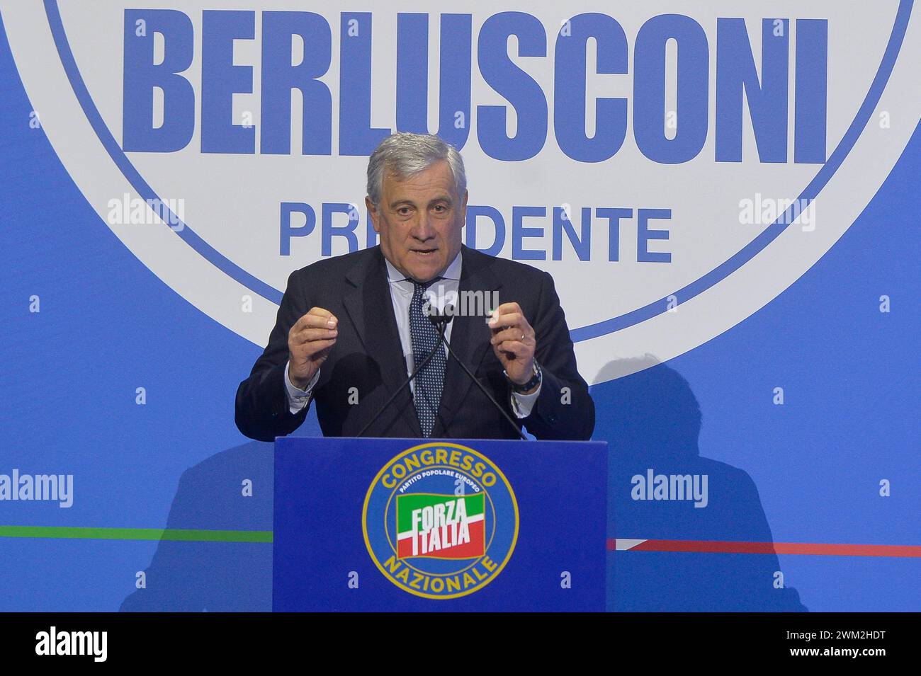 Italie, Rome, 23 février 2024 : Congrès National de Forza Italia, photo Antonio Tajani photo © Stefano Carofei/Sintesi/Alamy Live News Banque D'Images